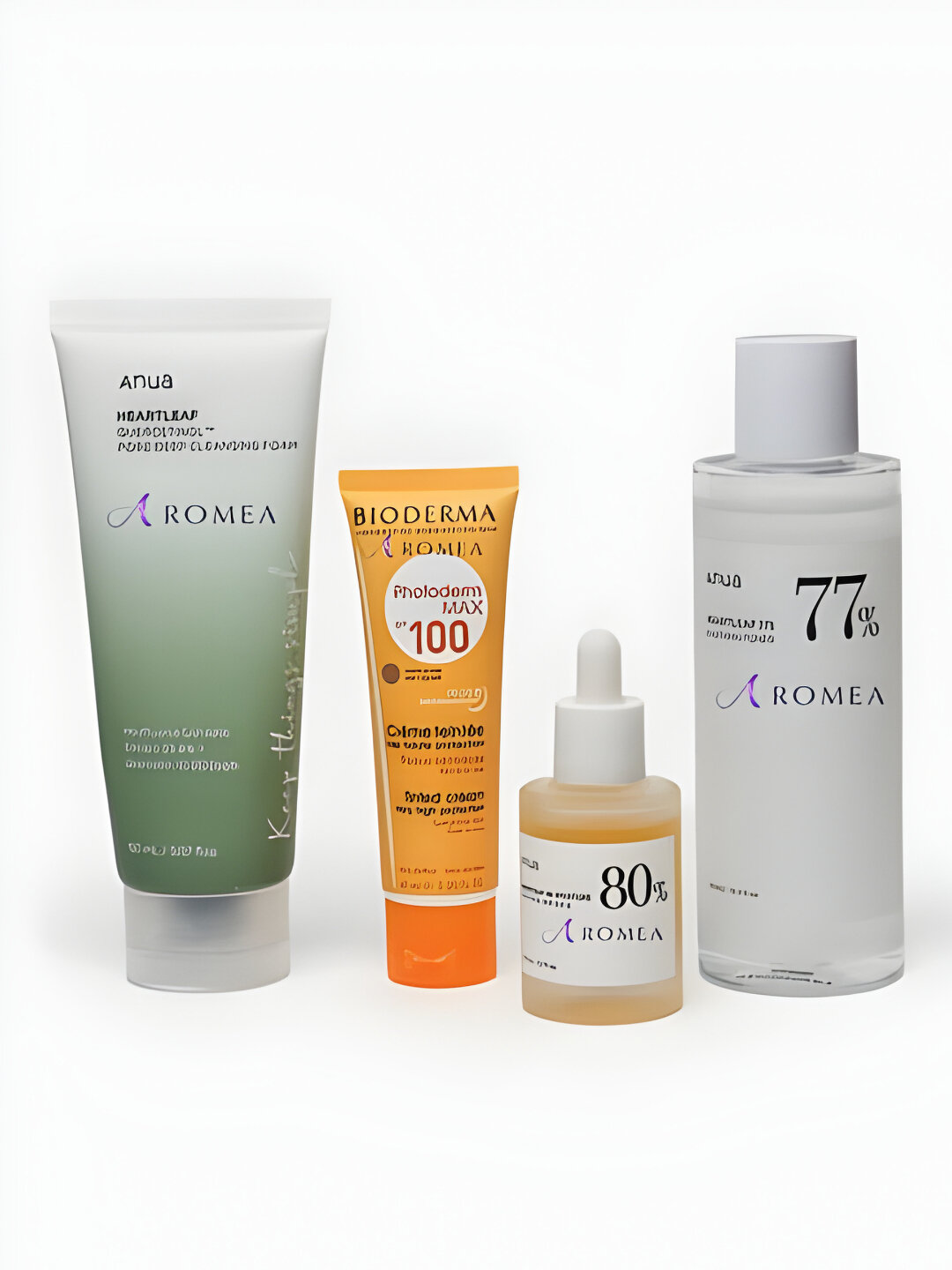 ANUA набор 4-в-1 – очищение, тонер, ампула, SPF защита