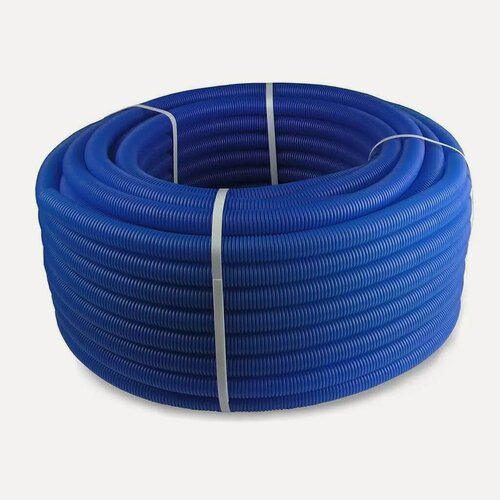 Изображение товара Шланг гофрированный РосТурПласт 25 мм 50 м синий для электропроводки, артикул 35404, производство Россия