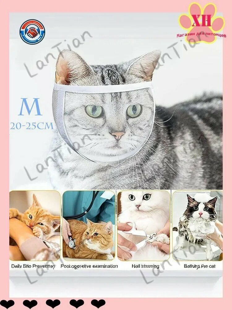 Дышащий намордник для кошек и котят, прозрачный комфортный, быстросъемные липучки, vet groom купание, MIJIA, 20-25 см