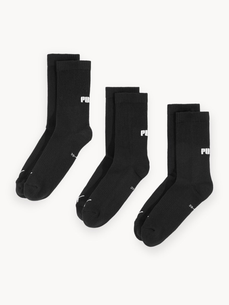 Носки PUMA, комплект, 3 пары, размер 35-38, черный