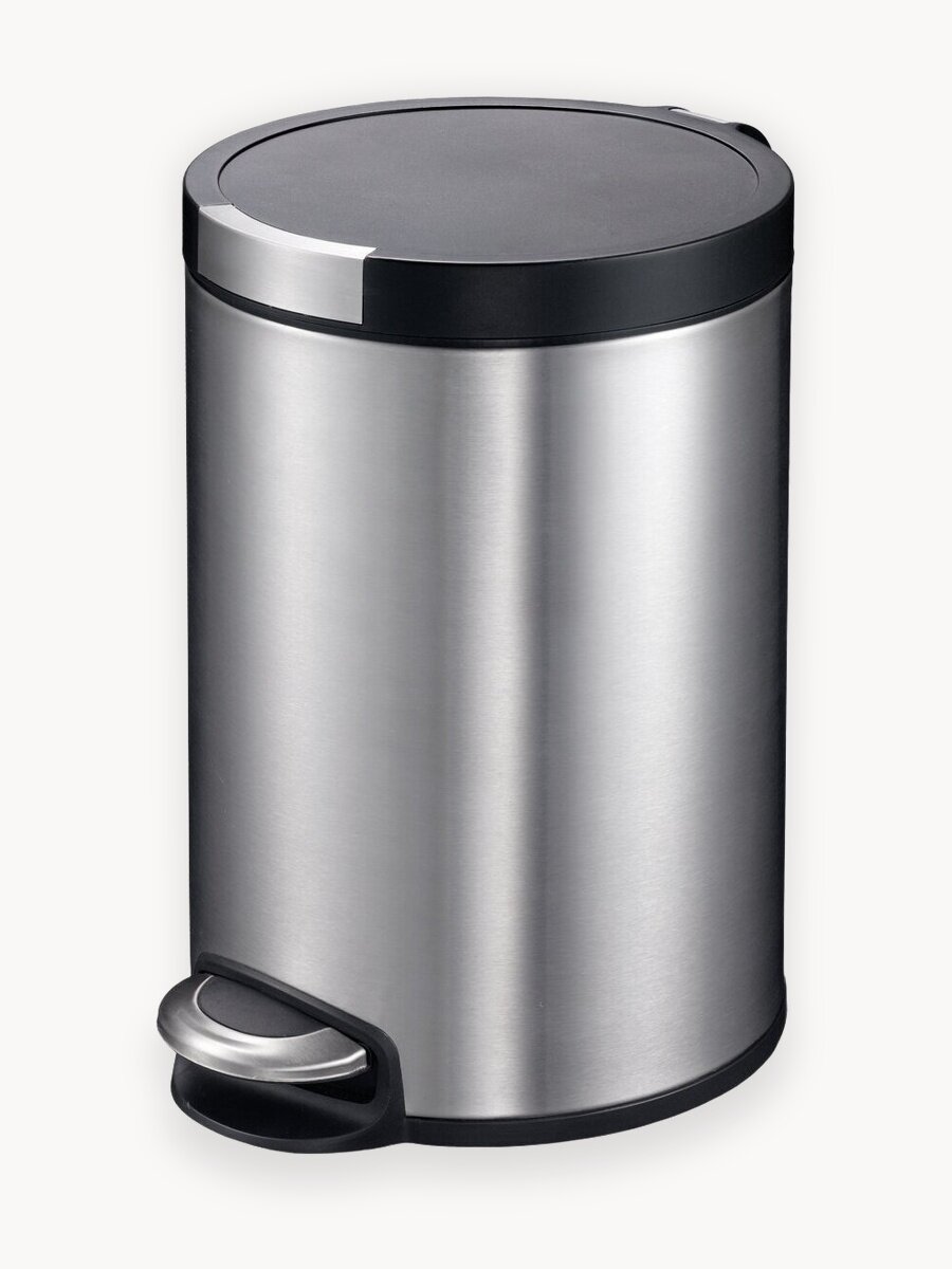 Мусорное ведро EKO с педалью 12 литров, с механизмом плавного закрывания, благородная нержавеющая сталь