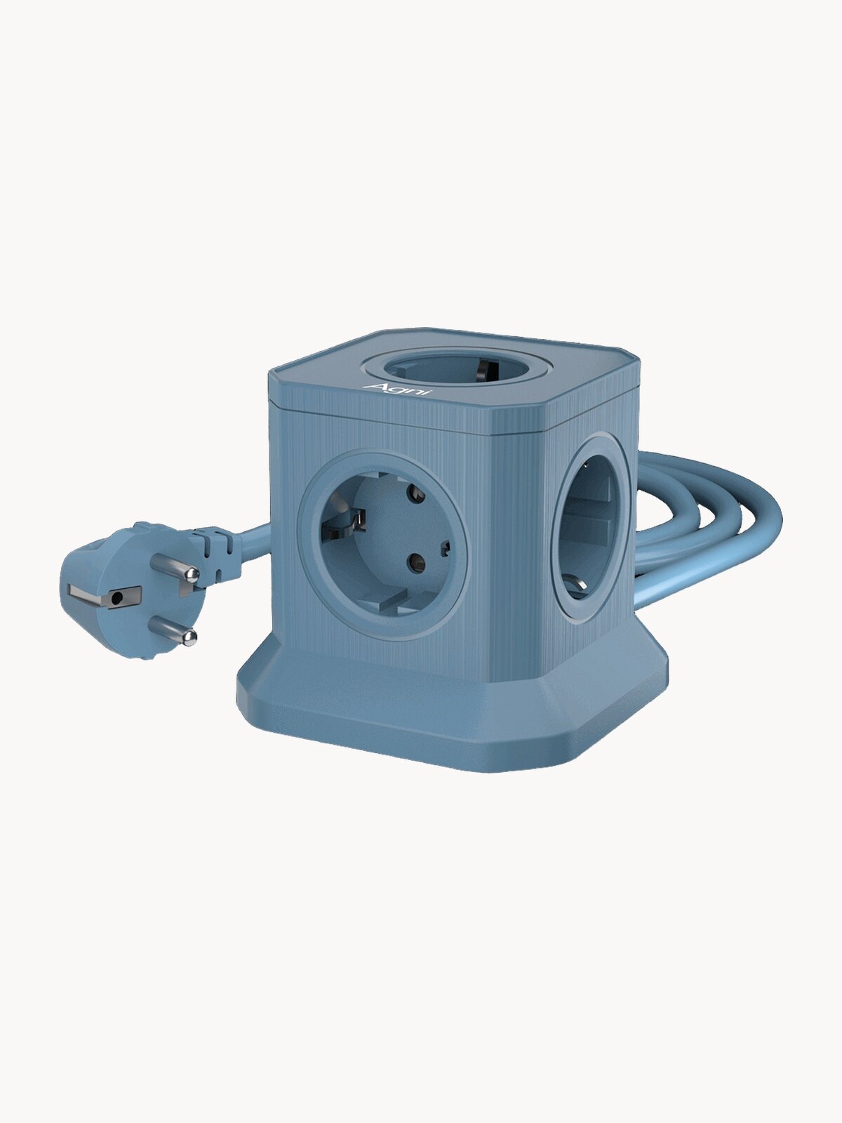 Сетевой фильтр, AGNI, 5 розеток, с предохранителем и заземлением, кабель 3м, синий