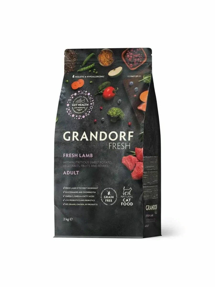 Сухой корм для кошек Grandorf Fresh Cat Lamb&Sweet Potato ягненок батат 2 кг