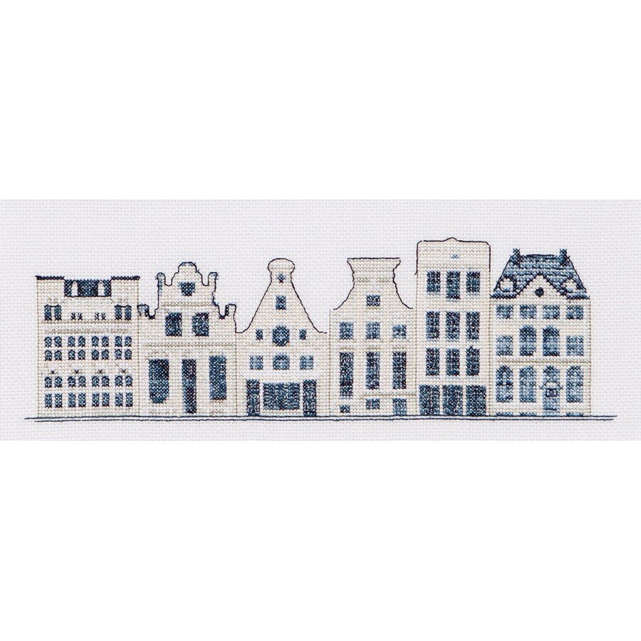 Набор для вышивания Дома в стиле Delft Blue канва Aida 18 ct 27 х 11 см THEA GOUVERNEUR 552A