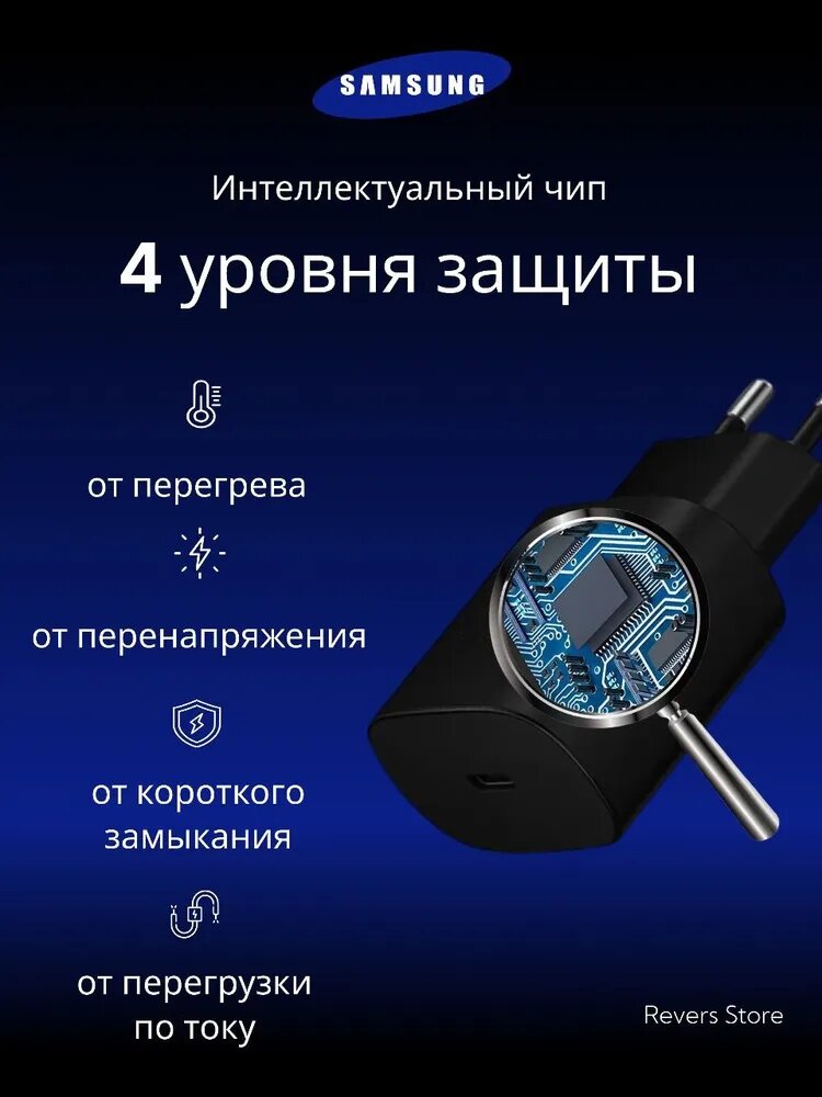 Зарядное устройство для телефона Samsung 25W с кабелем Type-C Black — фото 1