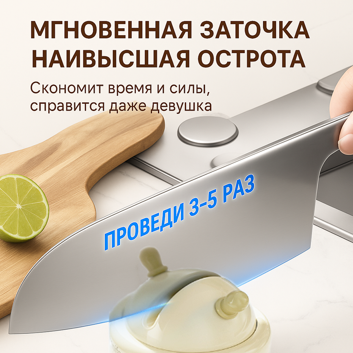 Картинки Точильный камень "Пирожное", механическая точилка, вакуумная присоска, 6,5x6,6см