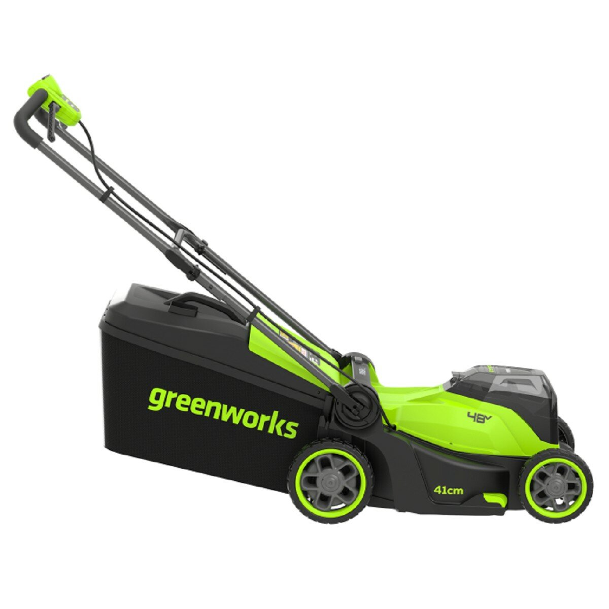 Изображение Газонокосилка аккумуляторная GREENWORKS 2520907UD 2x24V, 41 см, бесщеточная, c 2хАКБ 4 Ач и ЗУ