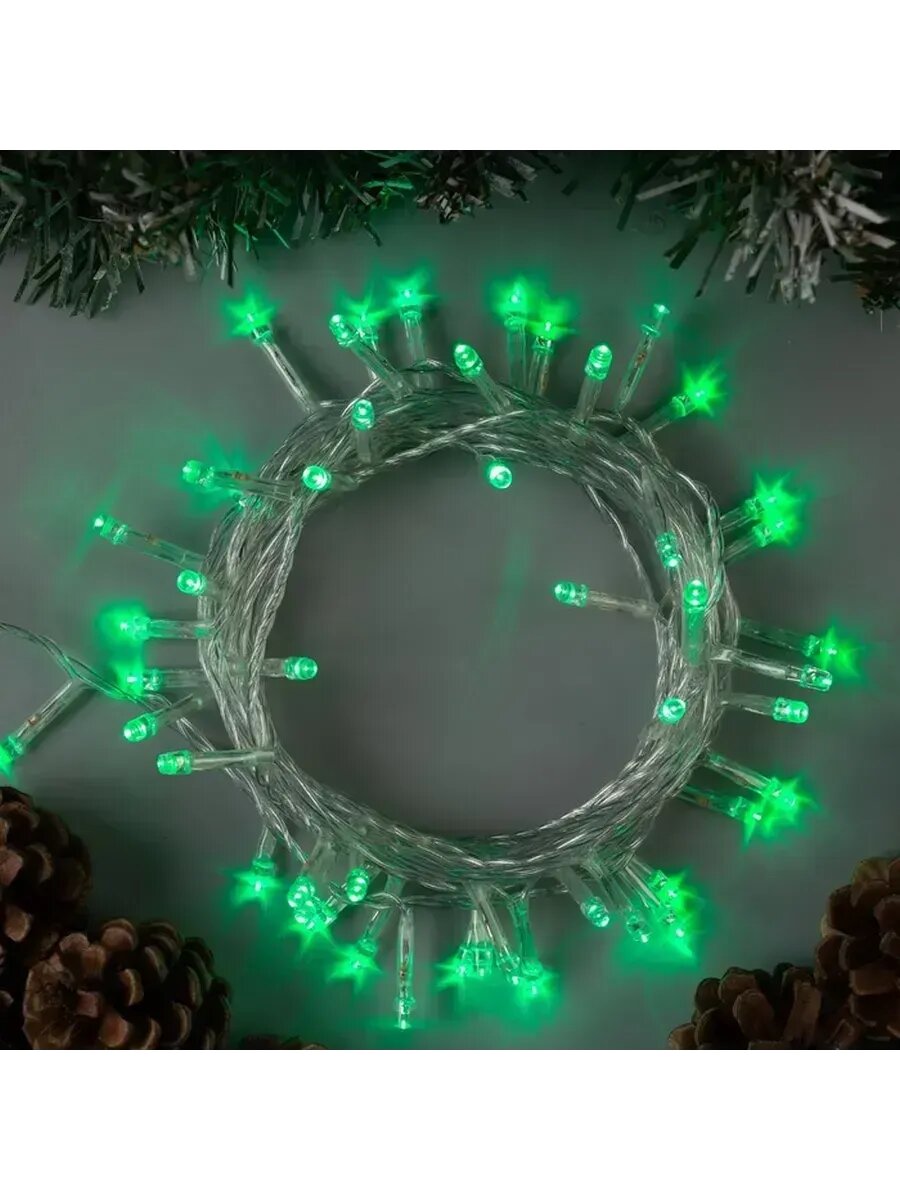 Гирлянда «Нить» 5 м 50 LED свечение зелёное 8 режимов