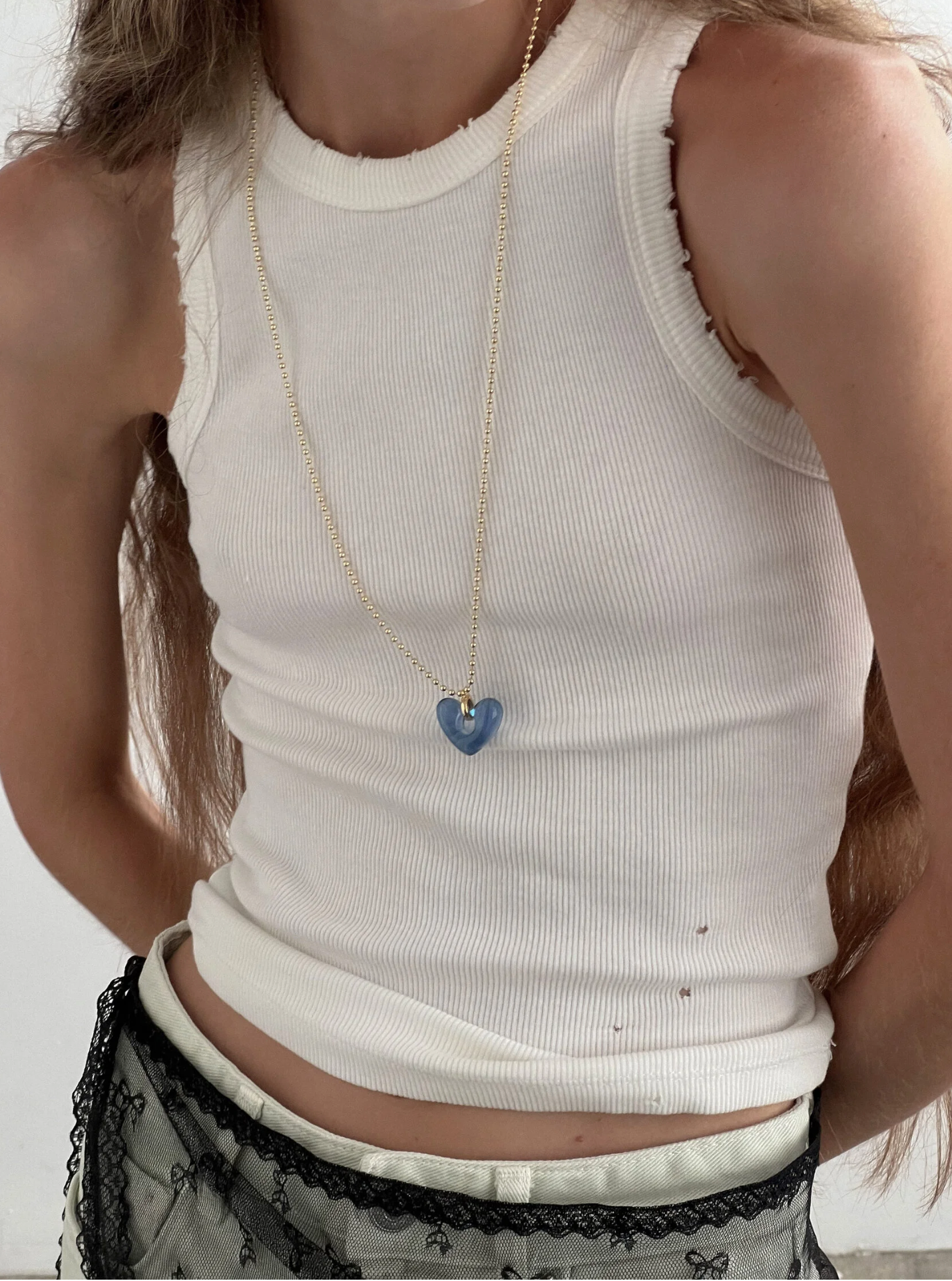 Колье FETISH, акрил, длина 69 см, синий — фото 1