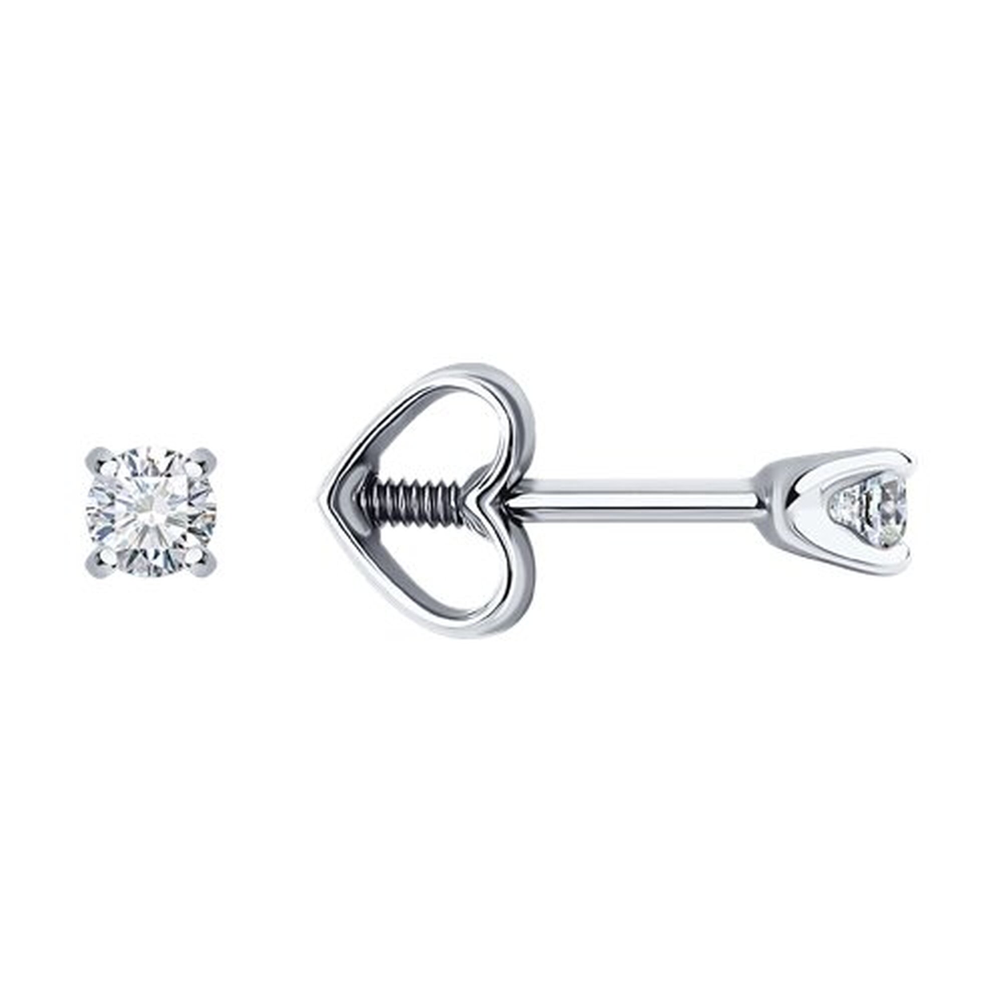 Серьги пусеты Diamant online, белое золото, 585 проба, фианит, , прозрачный
