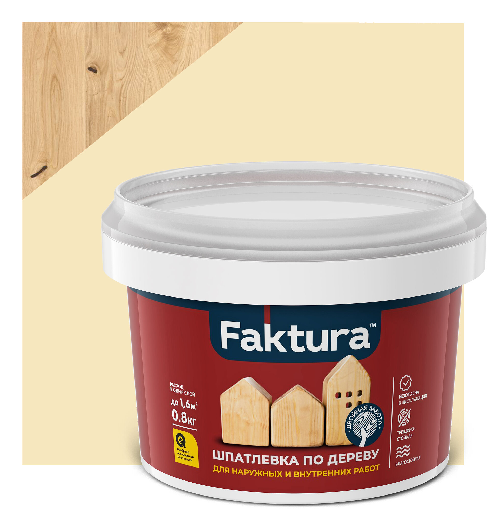 Шпатлевка FAKTURA по дереву сосна банка 08 кг