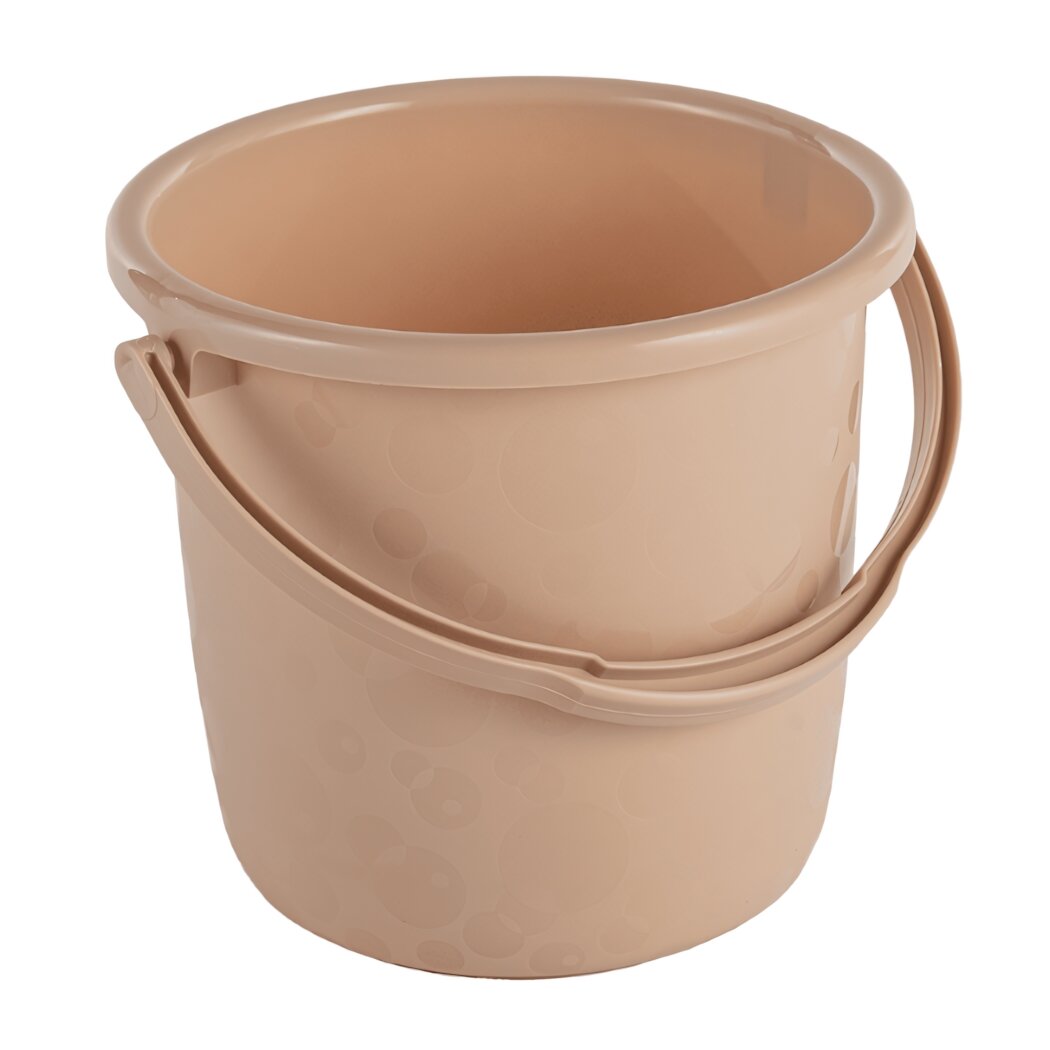 Ведро пластиковое  Люкс  8л  кремовый цвет  прочная ручка  устойчивое к нагрузкам