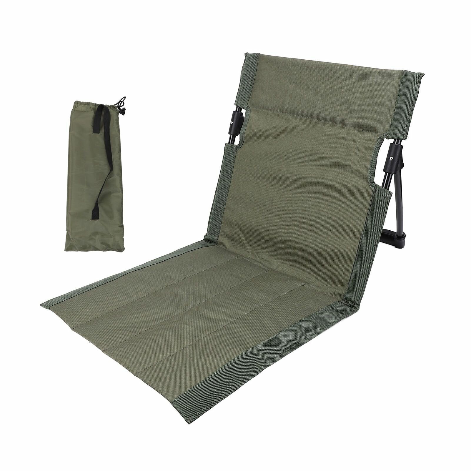Складной кемпинговый стул-шезлонг с спинкой зеленый