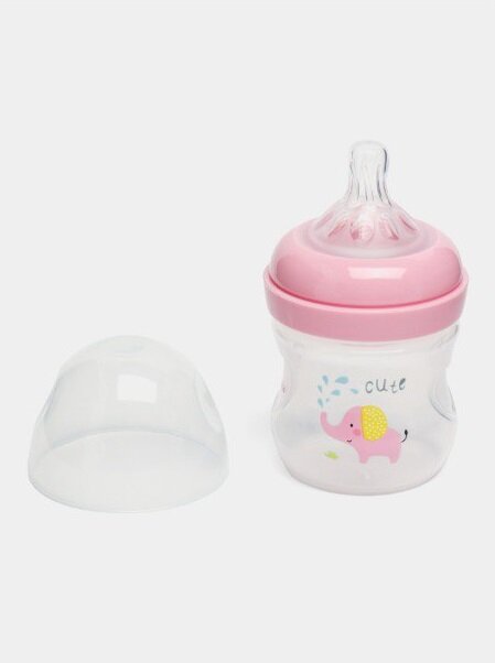Бутылочка Monchico для кормления и питья воды для младенцев и детей, 120 мл, в розовом и воздушном цветах — фото 1