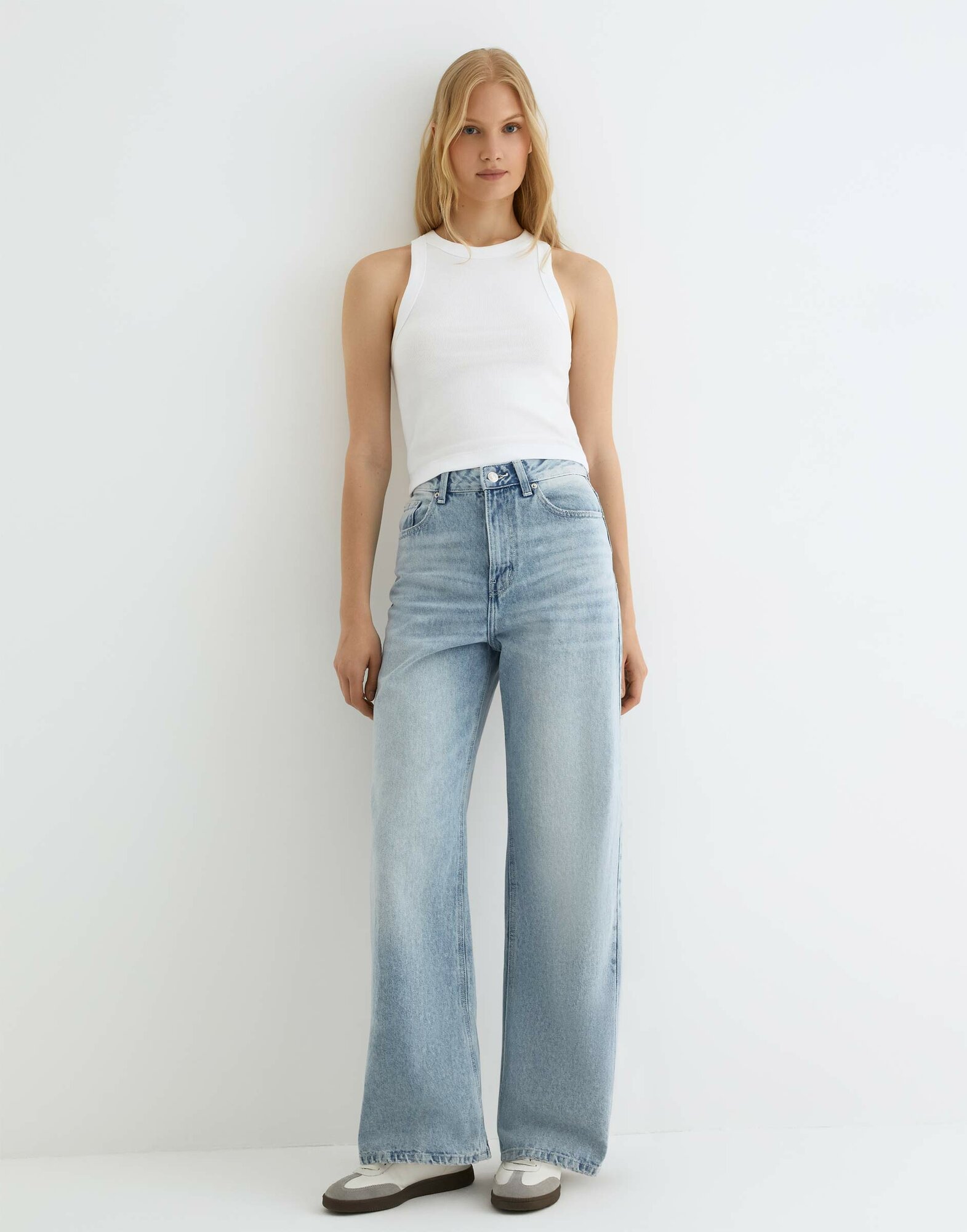 Джинсы широкие Gloria Jeans, размер 42/170, голубой