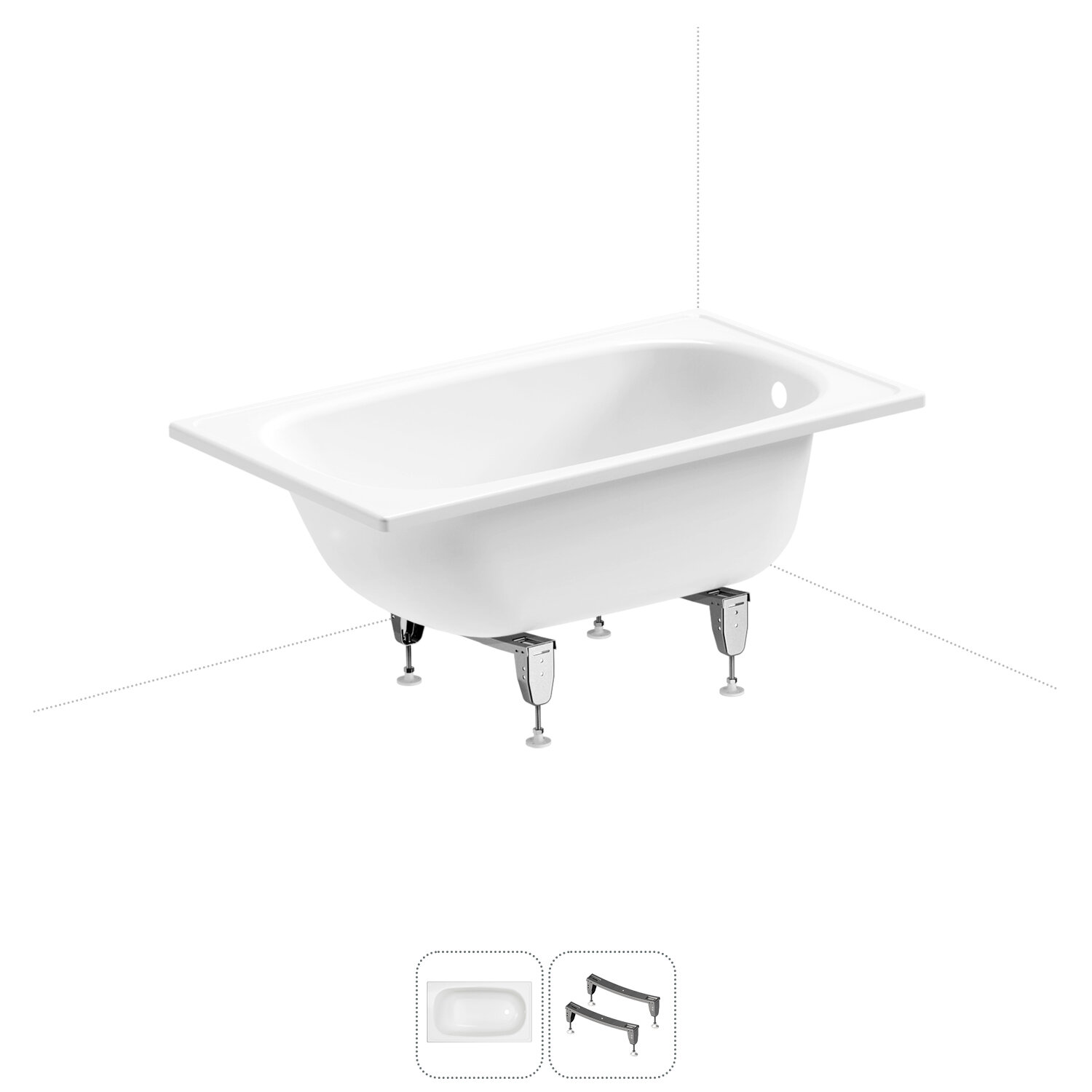 Стальная ванна Sanitana BLB Europa S30000712000000N (B20E12001N): металлическая ванна 120х70 см с ножками, сталь толщиной 2,2 мм