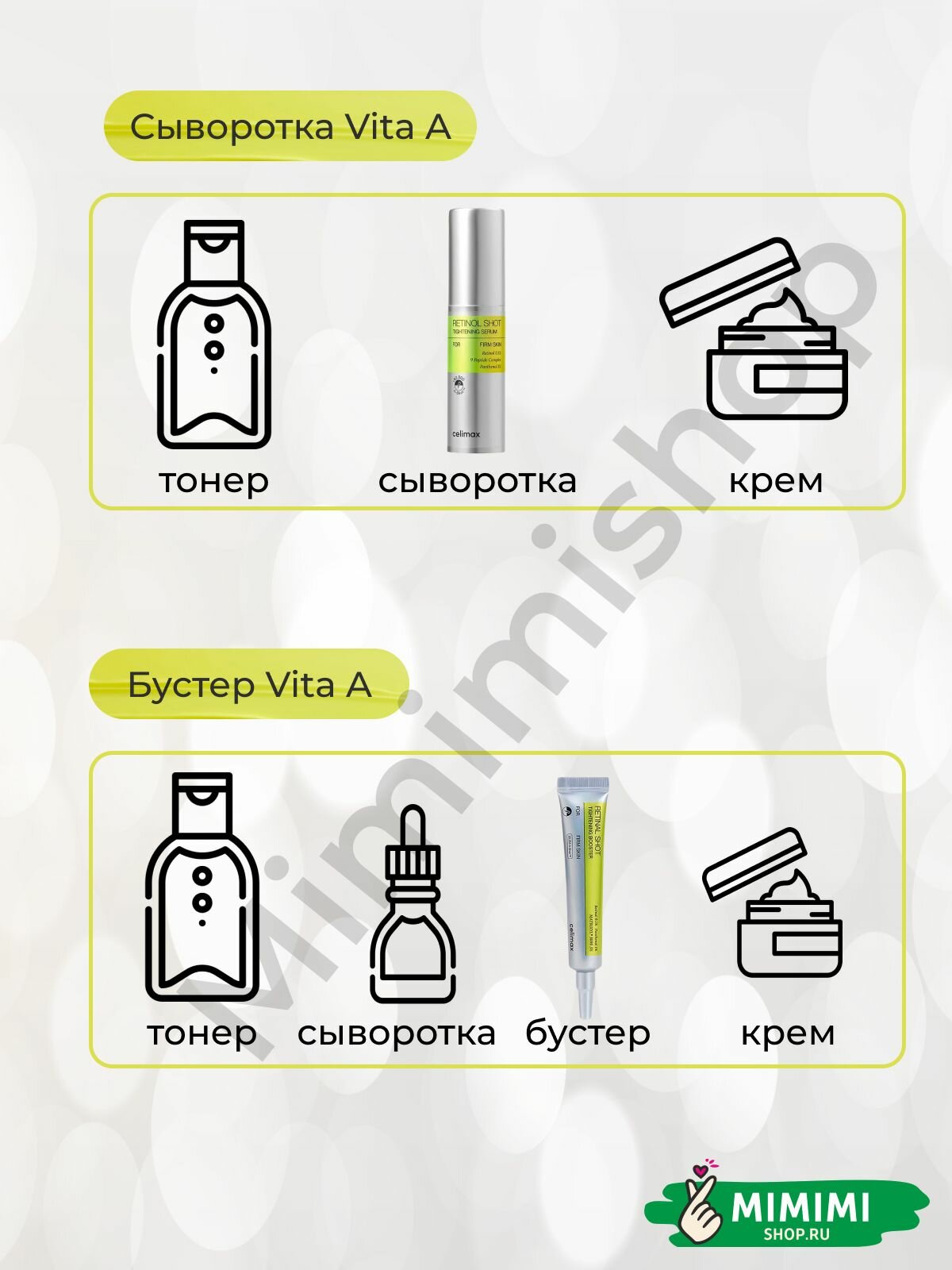 Celimax Набор сыворотка подтягивающая и крем-бустер с ретинолом и микроиглами Celimax The Vita-A Retinol Shot — фото 1