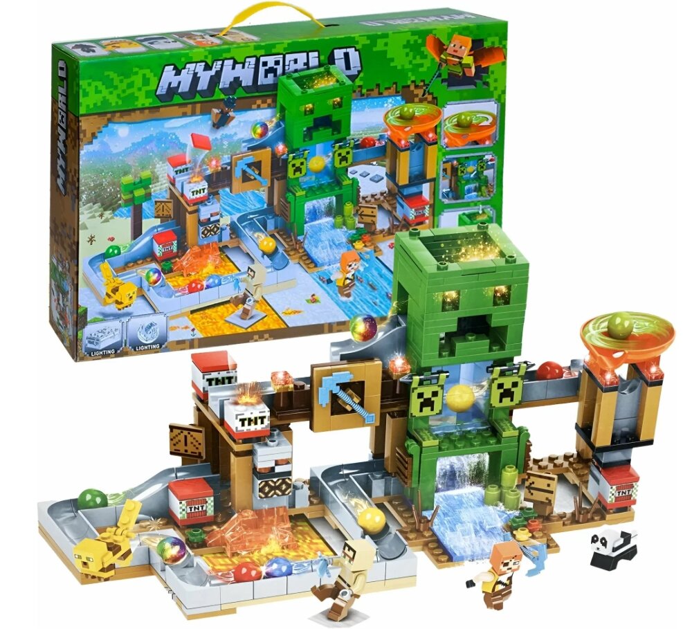 Конструктор minecraft My World Крипер LB313 блочный 451 деталь с светящими элементами 6+ — фото 1
