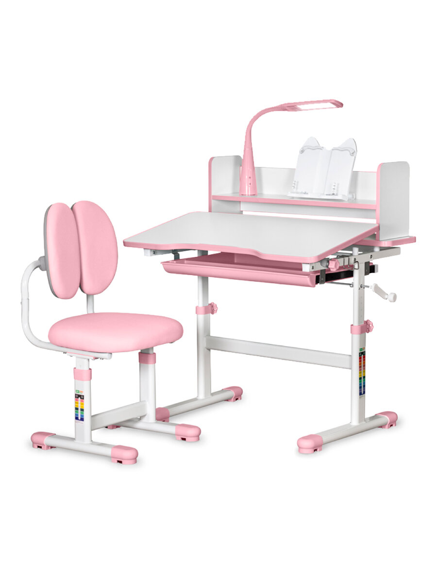 Детский растущий комплект для школьников Ergokids Kitty BD-24 розовый с лампой