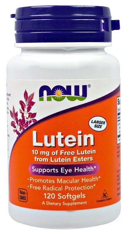 Комплекс NOW Lutein 10 mg БАД для зрения 120 желатиновых капсул