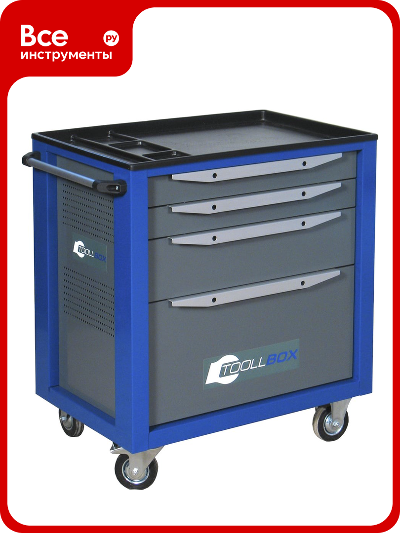 Инструментальная тележка Toollbox с центральным замком серии standart TBS-4 RAL 5005