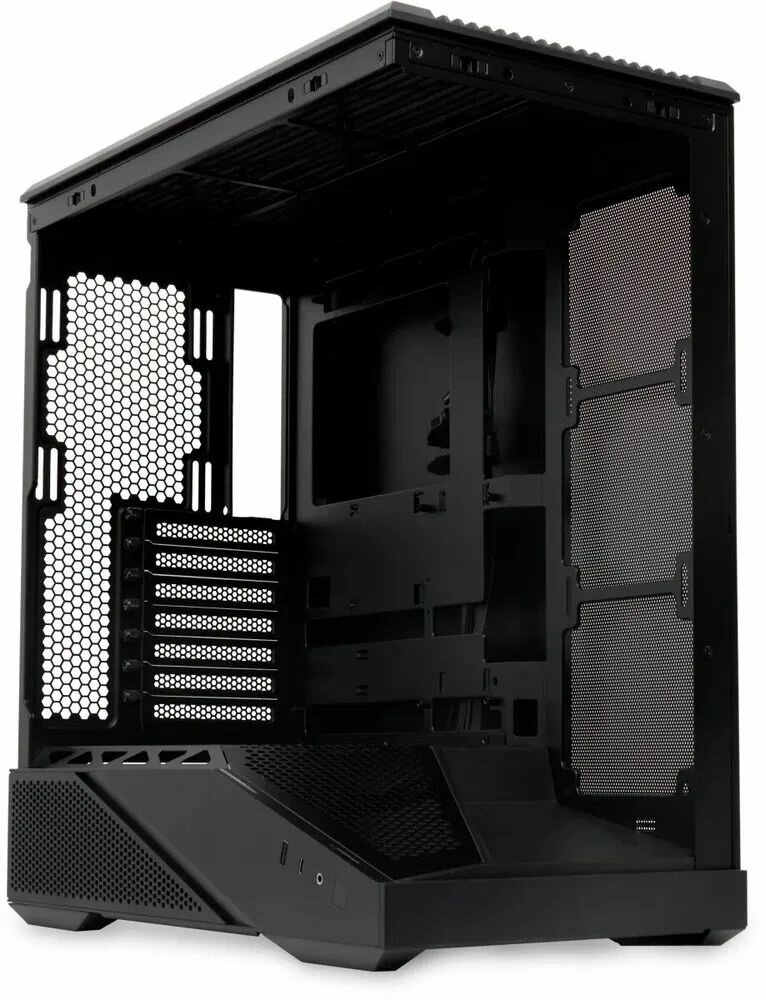 Корпус компьютерный HSPD F711 Black (F711-TGBK), ATX, Micro-ATX, Mini-ATX, без блока питания, чёрный — фото 1