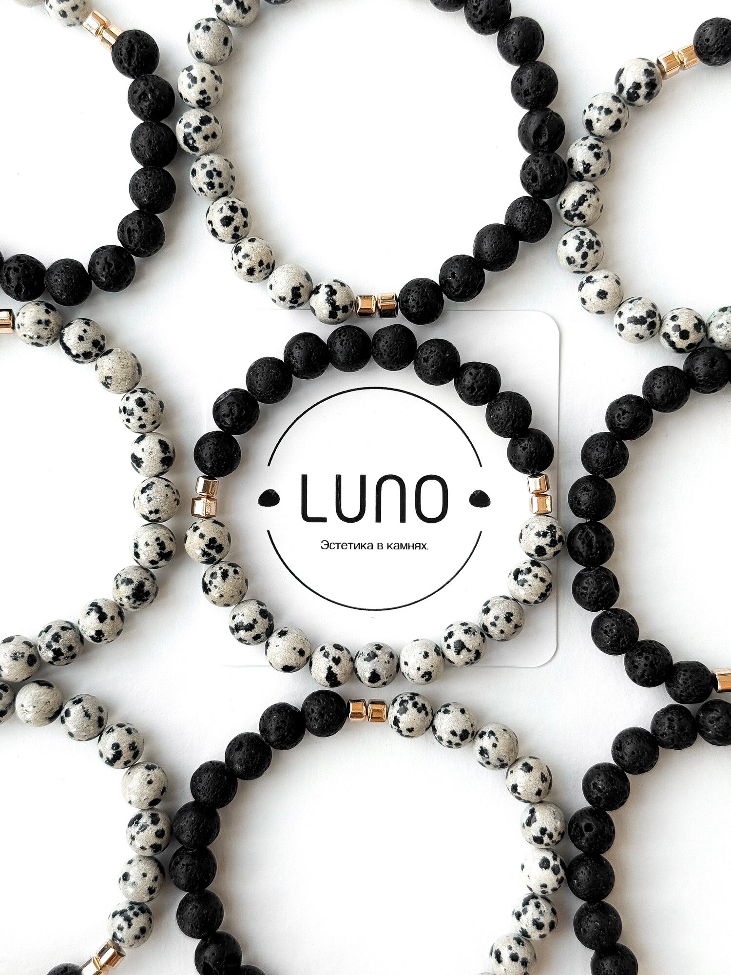 Браслет LUNO, гематит, яшма