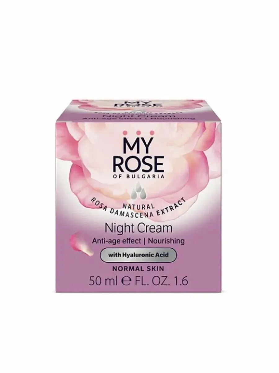 Ночной крем MY ROSE OF BULGARIA, для лица, для всех типов кожи, 50мл — фото 1