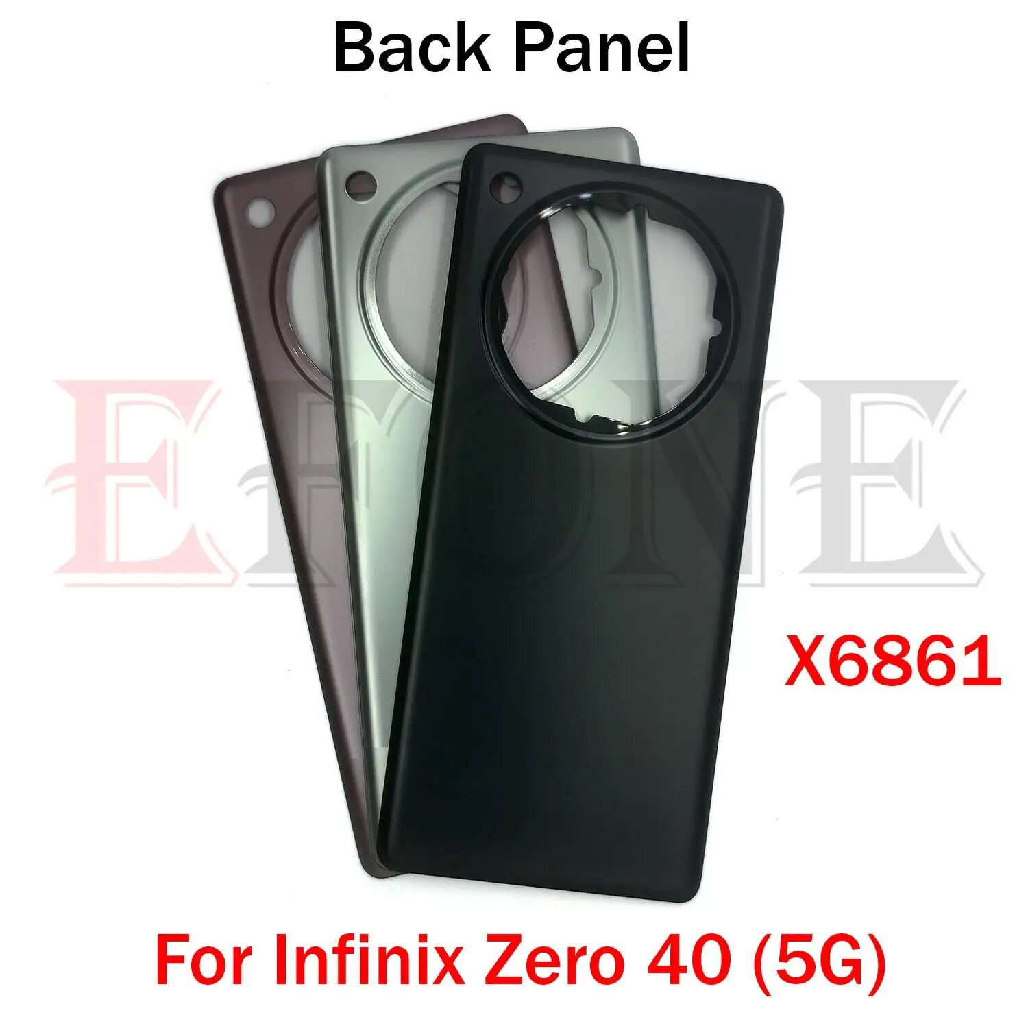 Стеклянный материал для Infinix Zero 40 5G X6861, задняя батарейная стеклянная крышка, задняя панель, дверной корпус, запасные части, Black No Lens — фото 1