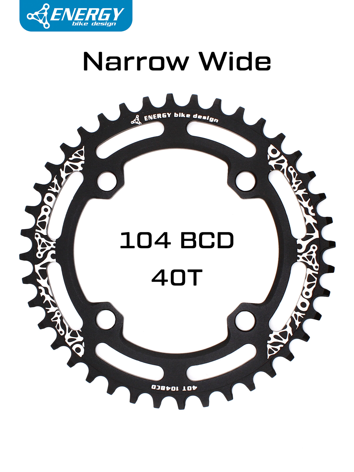 Звезда передняя Energy AL6061 Narrow Wide 40Т, BCD 104 черная