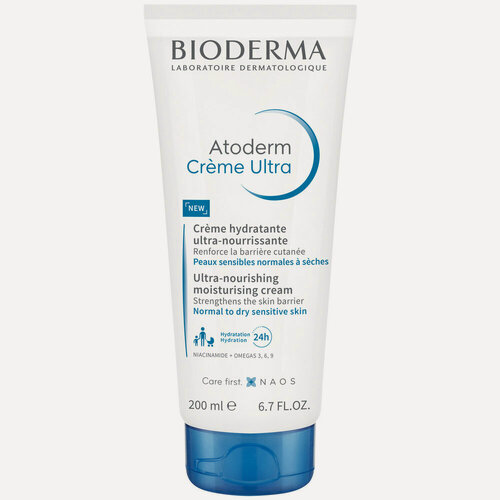 Изображение товара Bioderma Atoderm Крем Ультра для увлажнения нормальной и сухой кожи лица и тела 200 мл туба