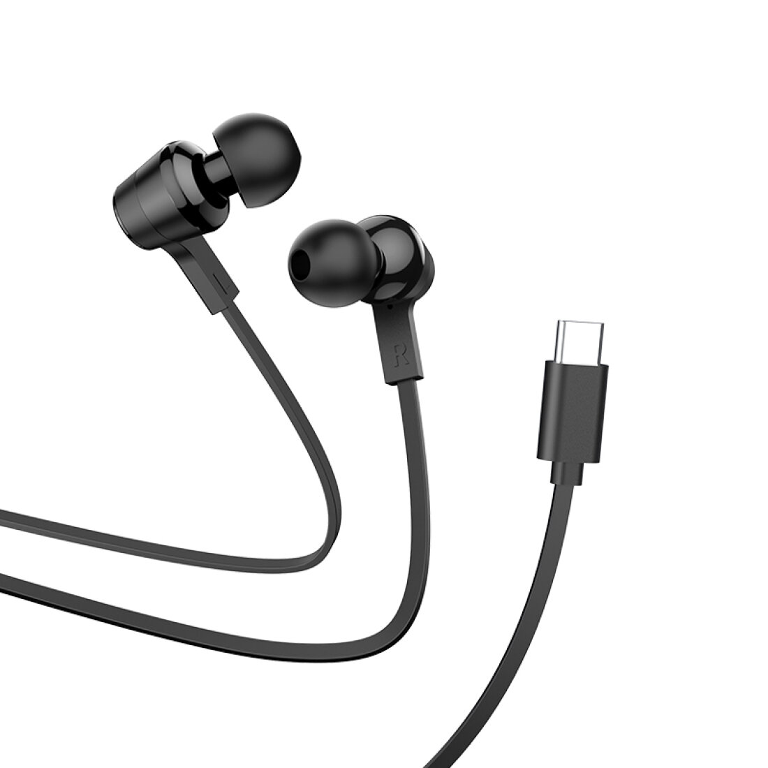 Проводные наушники M86, Type-C, Ocean universal digital earphones, HOCO, вакуумные с микрофоном, черные