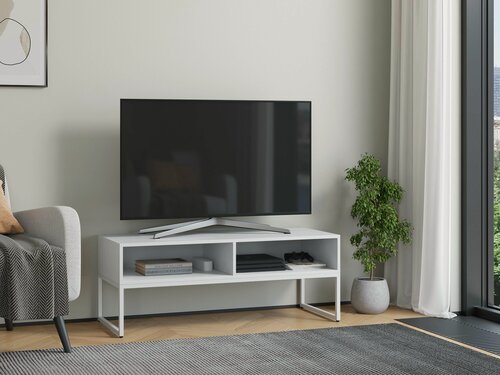 Изображение товара Тумба ТВ Айсберг Лофт 120 см открытая без ящиков Белый/белый