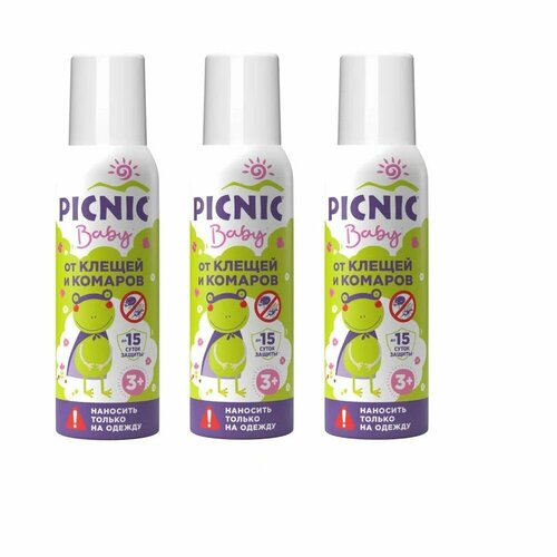 фото Аэрозоль picnic baby, для детей, от клещей и комаров, 125 мл, 3шт