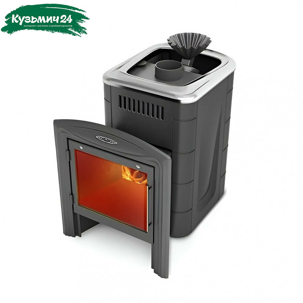 Печь для бани TMF Гейзер Мини 2016 Inox Витра ЗК антрацит 12 кВт d115 мм до 12 куб. м