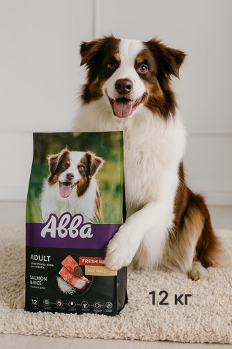 Изображение товара Сухой корм Aвва Fresh Meat для взрослых собак всех пород, гипоаллергенный, с лососем и рисом, 12 кг