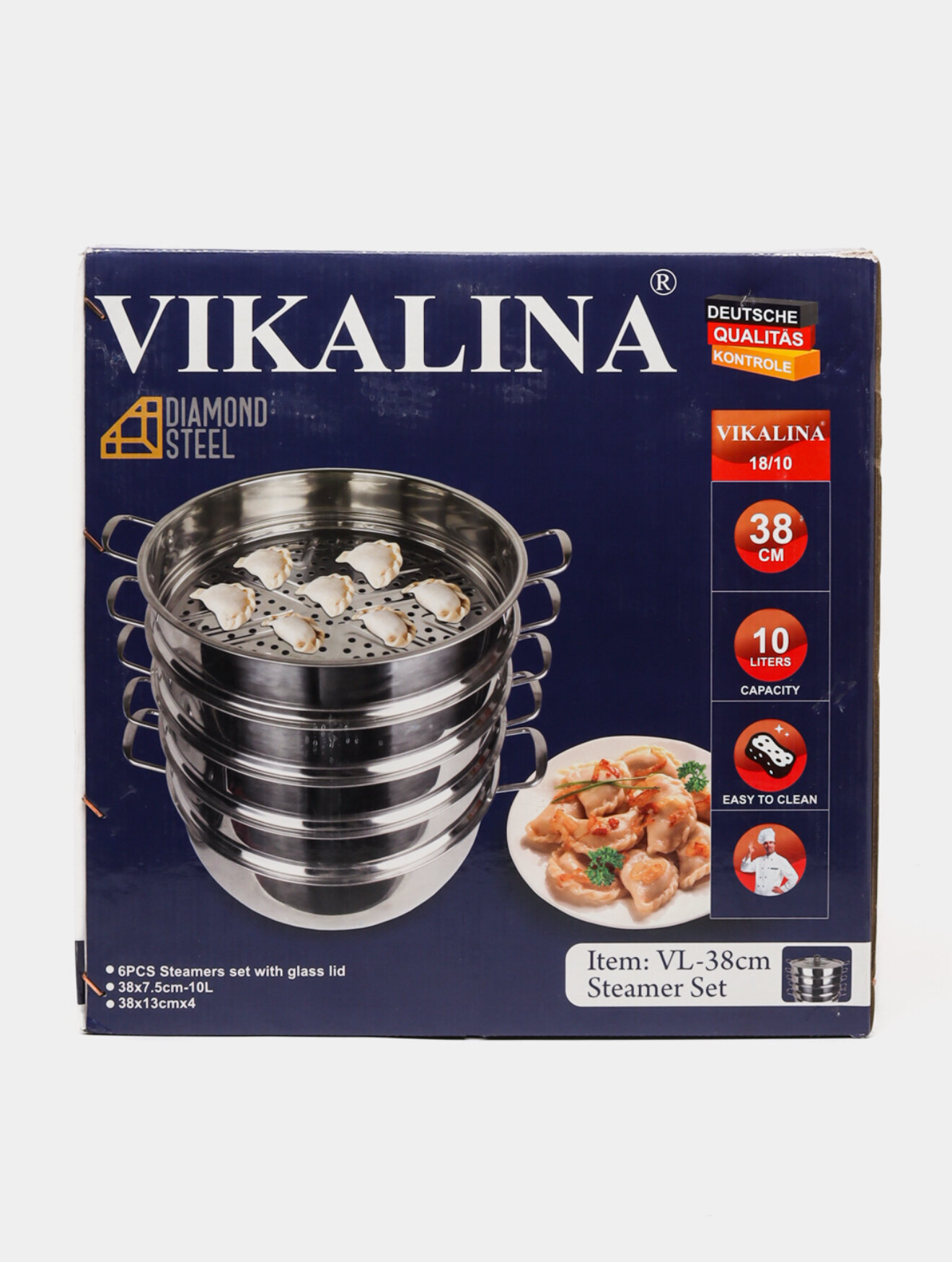 Казан Vikalina, 38см, 10л, нержавеющая сталь, для индукции, антипригарное покрытие