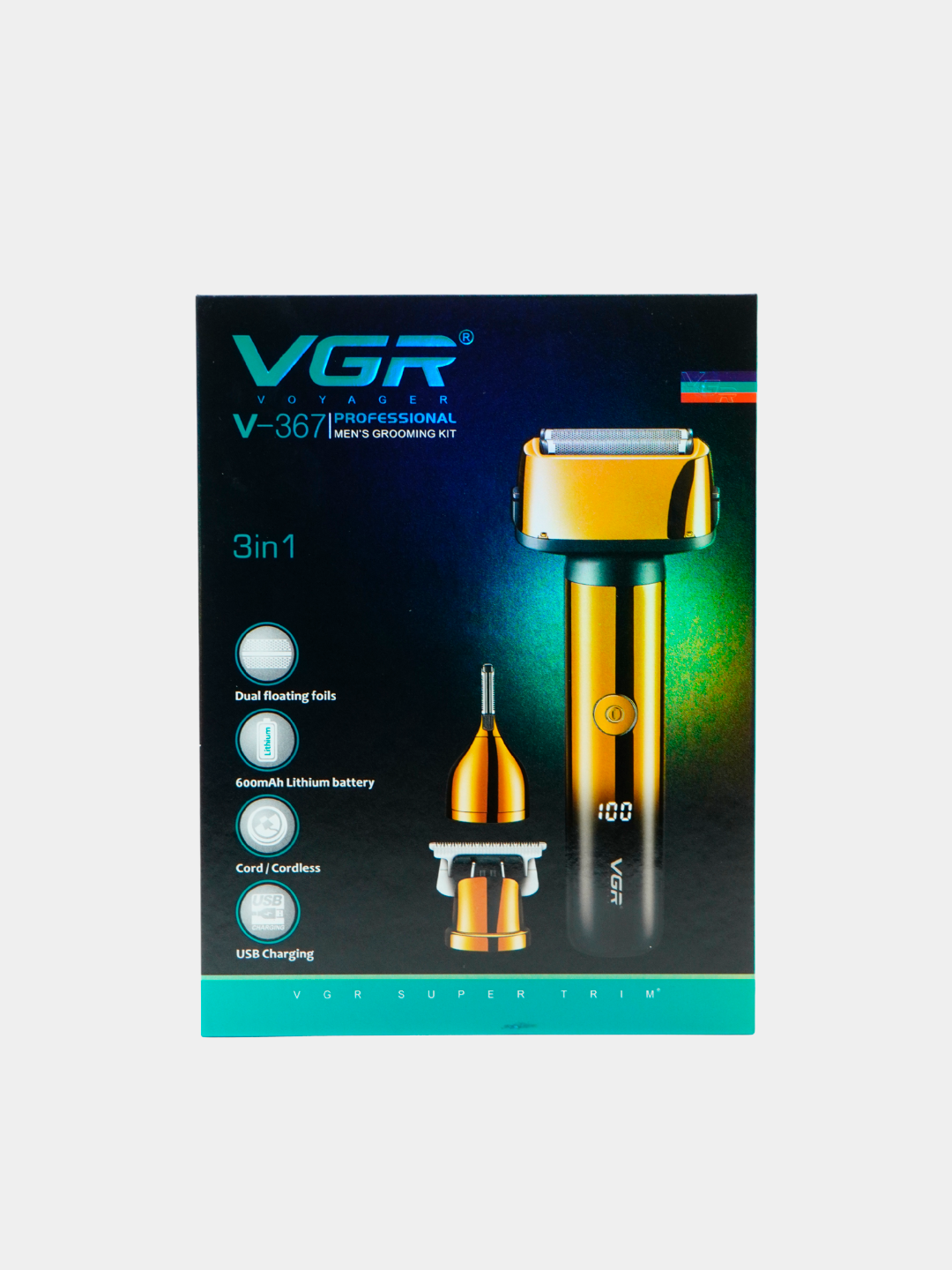 Машинка для стрижки VGR Shiratama, 3 бреющих элементов, роторный тип, дорожная блокировка — фото 1