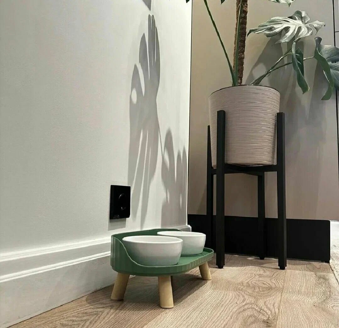 Двойная керамическая миска для кошек и собак с подставкой