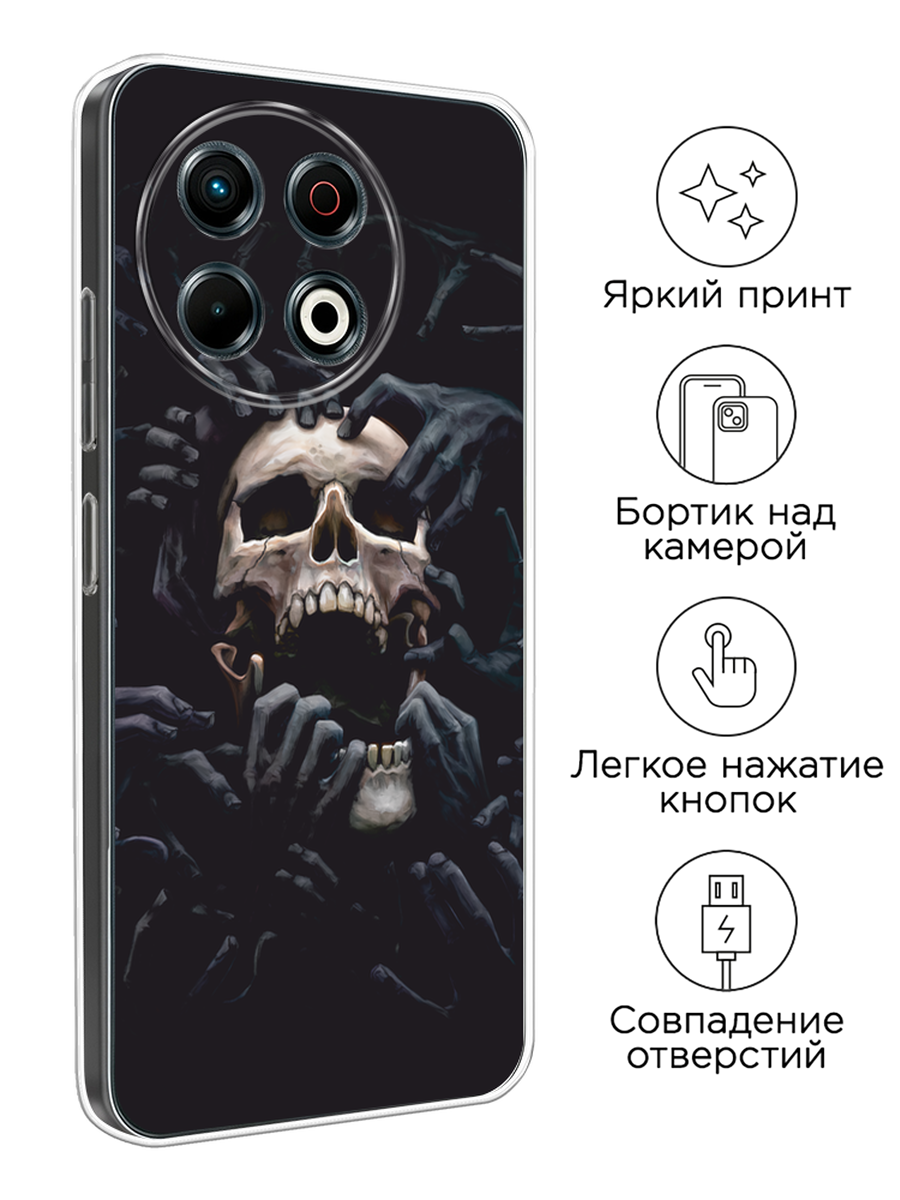 Чехол на Tecno Spark 30 Pro / Текно Спарк 30 Про с принтом Beautiful white flowers, прозрачный — фото 1