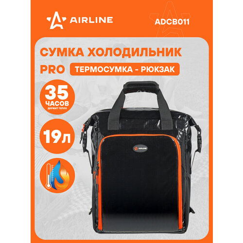 Сумка-холодильник (термосумка) рюкзак 19 л, ткань Ripstop, водонепр, черн. ADCB011 AIRLINE