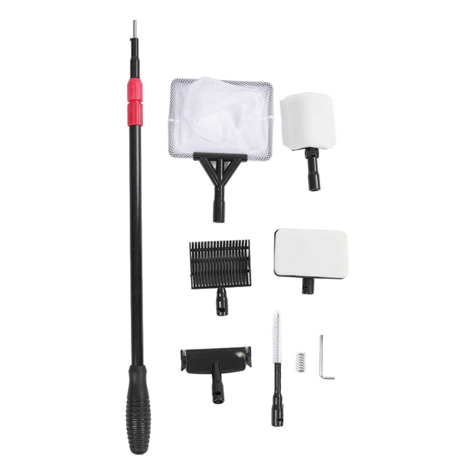 Набор для ухода за аквариумом 6 в 1 с телескопической ручкой сменными насадками и прочным многофункциональным инструментом