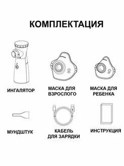 Ингаляторнебулайзер меш беспроводной портативный бесшумный ультразвуковой для детей и взрослых