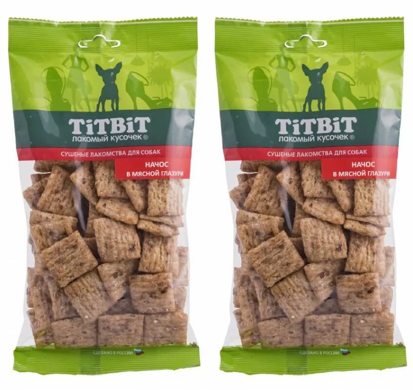 Лакомство для собак Titbit Начос в мясной глазури, упаковка 2 шт х 130 г