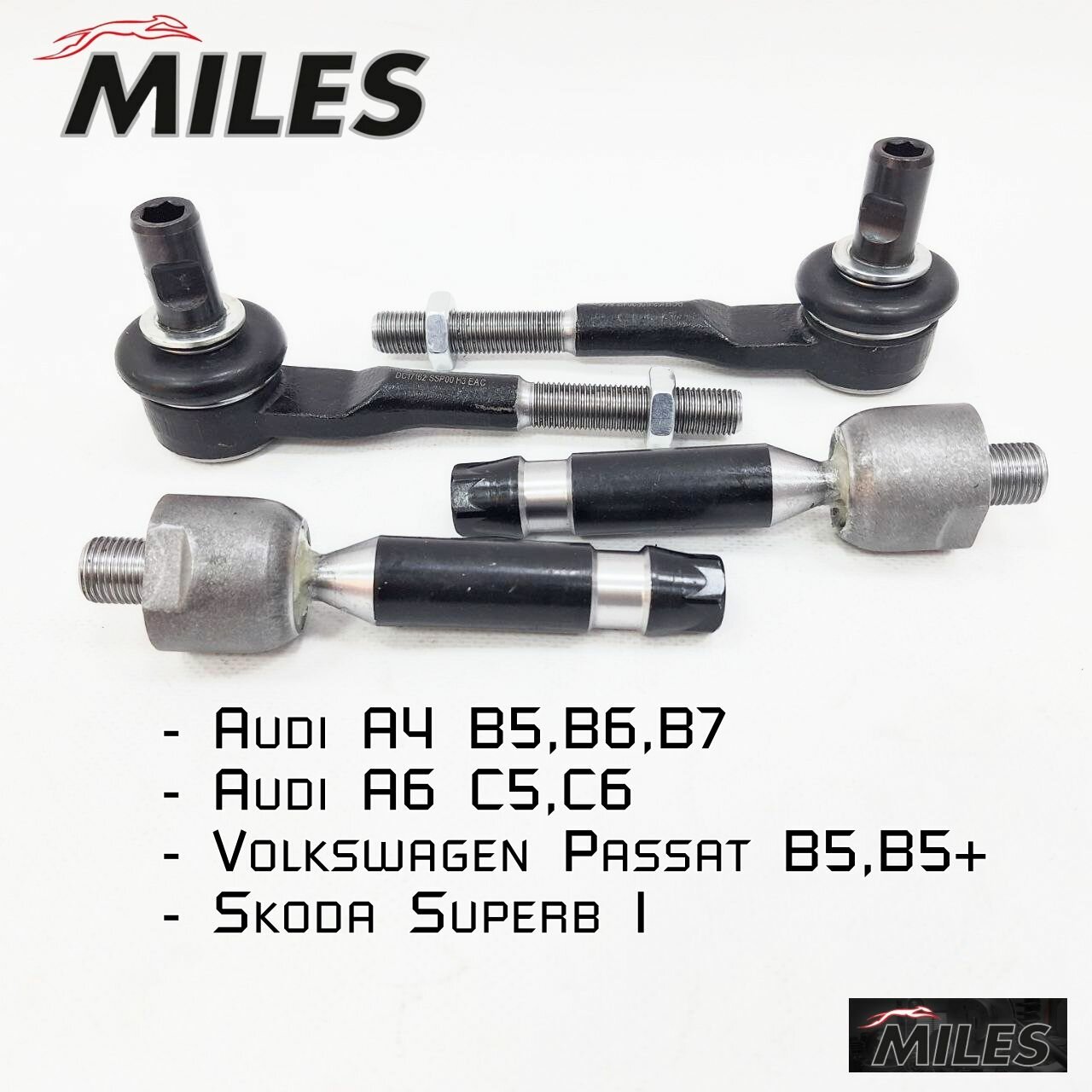 Наконечники рулевые c тягами MILES для Volkswagen B5 , Audi A6 C5 , A8 4D, A4 B5 B6 B7, Skoda SUPERB I.