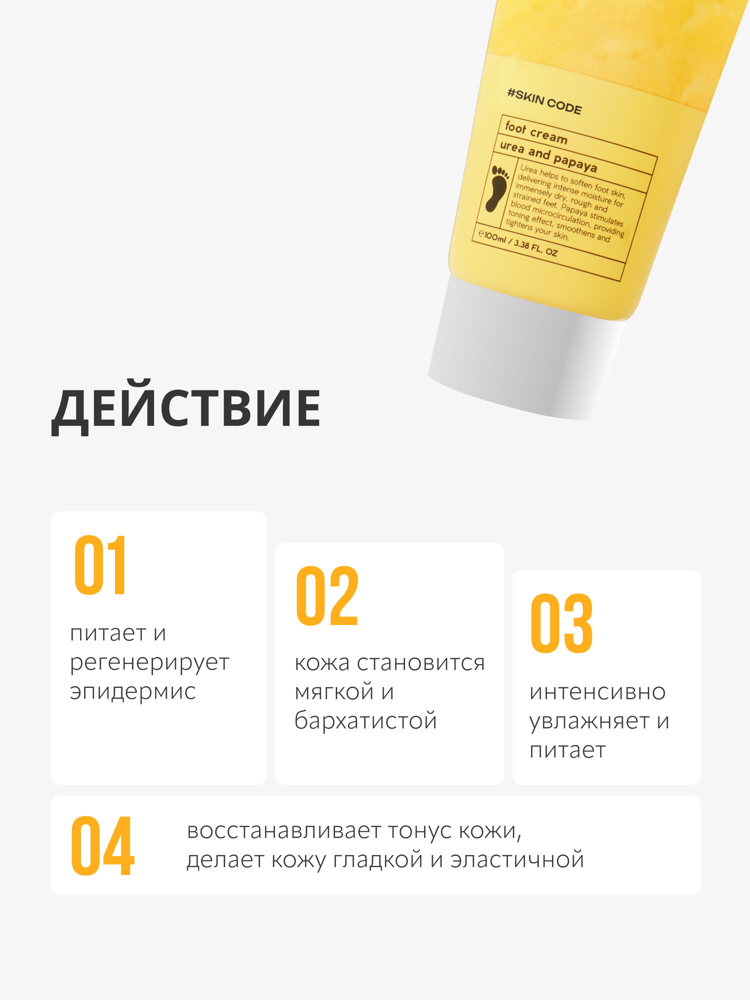 Крем для ног Monic Beauty Skin Code с мочевиной и папайей, 100 мл — фото 1