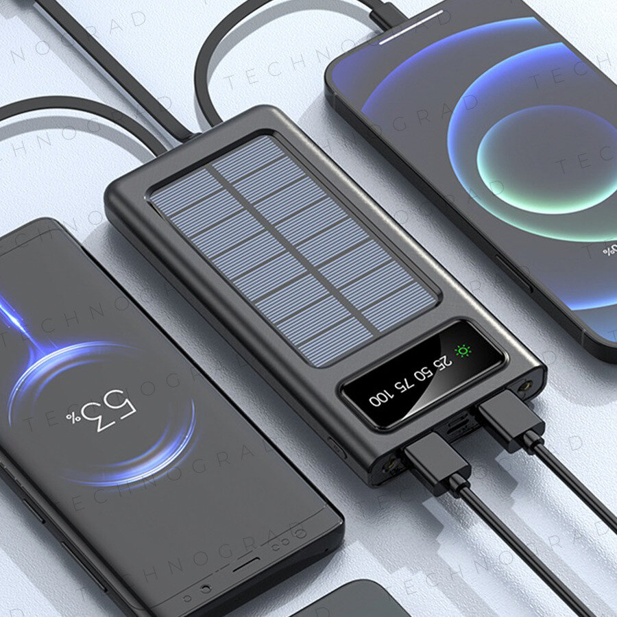 Power Bank 30000 мАч. Внешний аккумулятор 30000 mAh для телефона. Повер банк с солнечной батареей. Черный