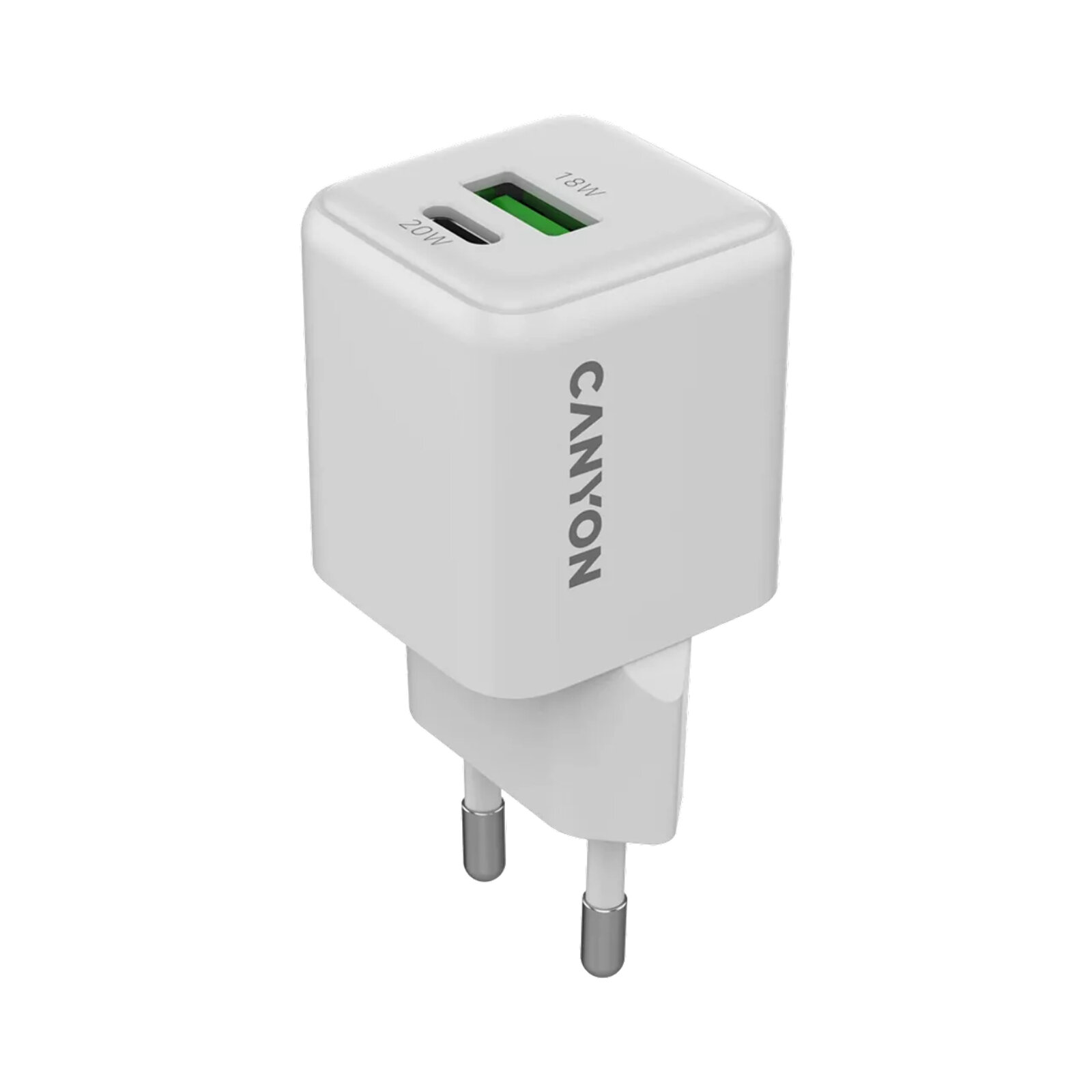 Сетевое зарядное устройство Canyon CU20AC GaN 20W Fast Charging White