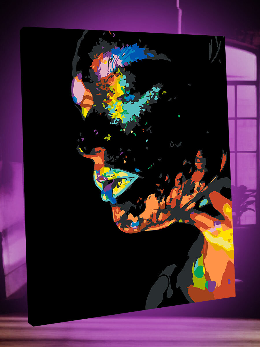 Картина по номерам Портрет девушки неоновый / Portrait of a girl neon холст на подрамнике