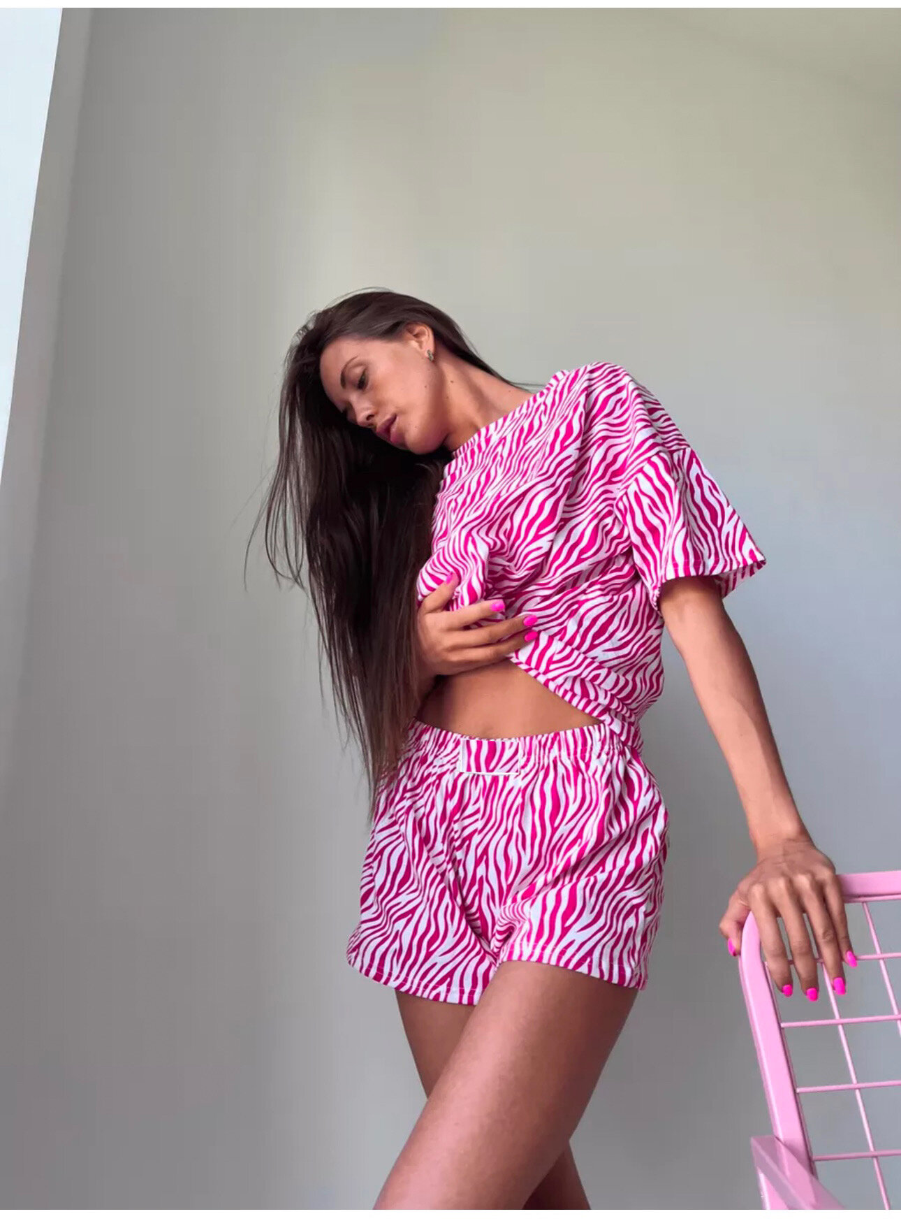 Пижама BONASTYLE, размер 48, розово-белый — фото 1